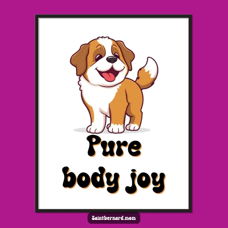 Funny Saint Bernard Wiggle Digital Art Print: Happy Dog's Joyful Dance