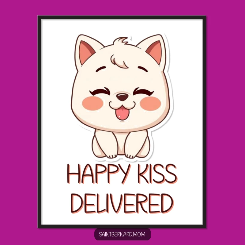 Funny Slobbery Kiss Character Digital Art: Instant Grin Download, Printable Funny Gift