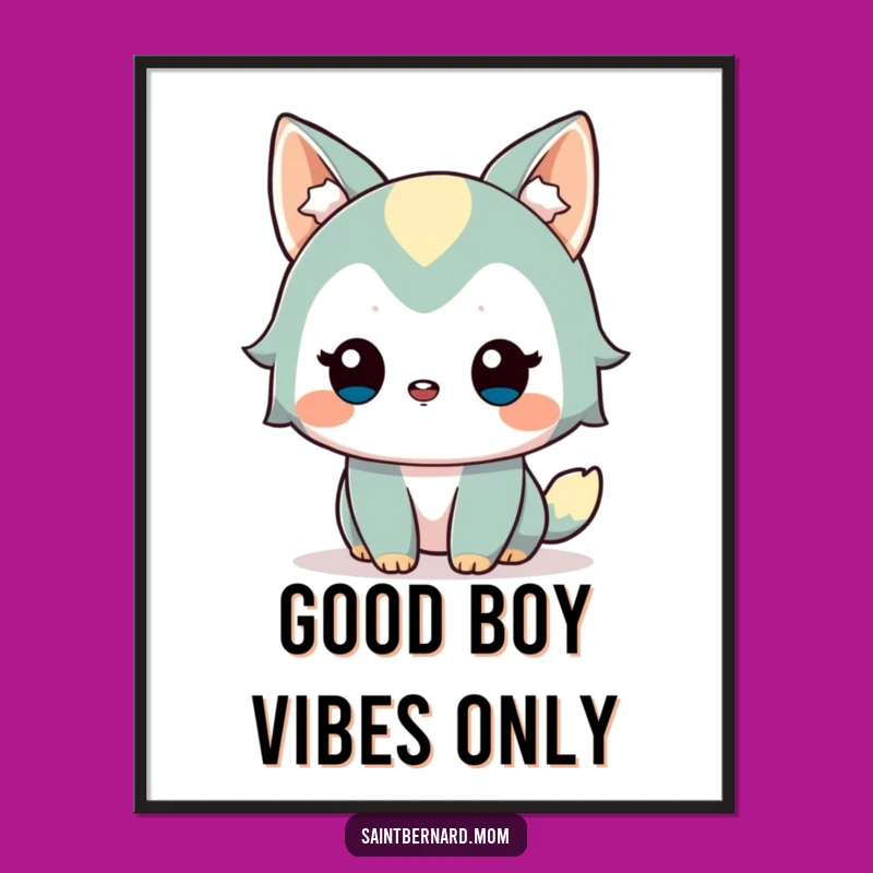 Funny Digital Print: Alert Wagging Dog Character, Perfect Instant Gift