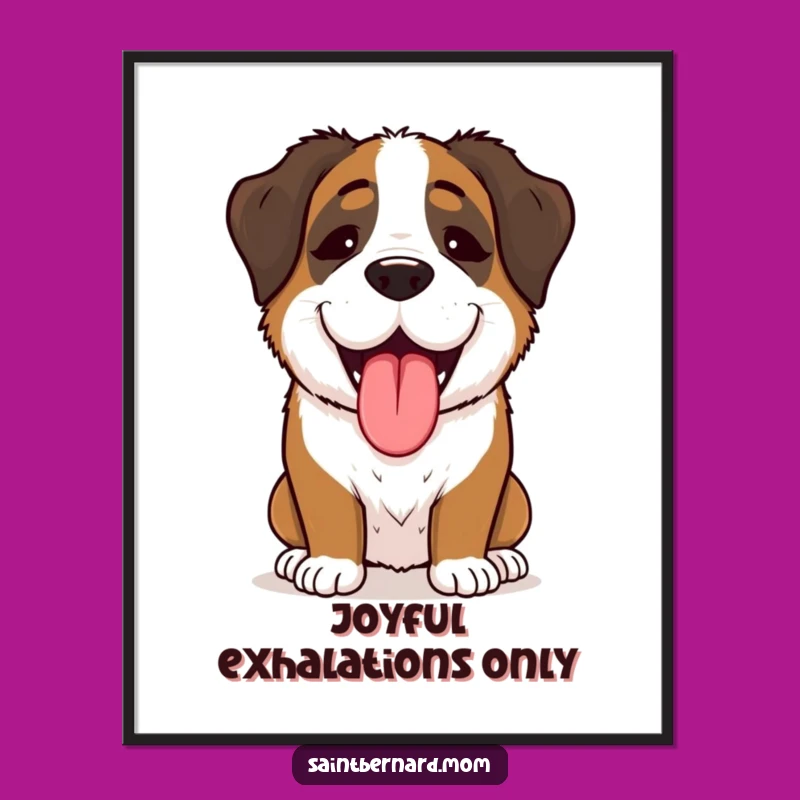 Saint Bernard Lady Digital Art: Joyful Panting, Instant Happy Dog Download
