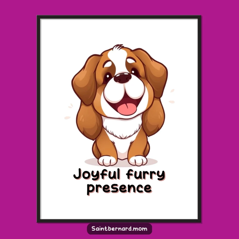 Funny Saint Bernard Lady Digital Art: Cheerful Barking Joyful Print, Gift Idea