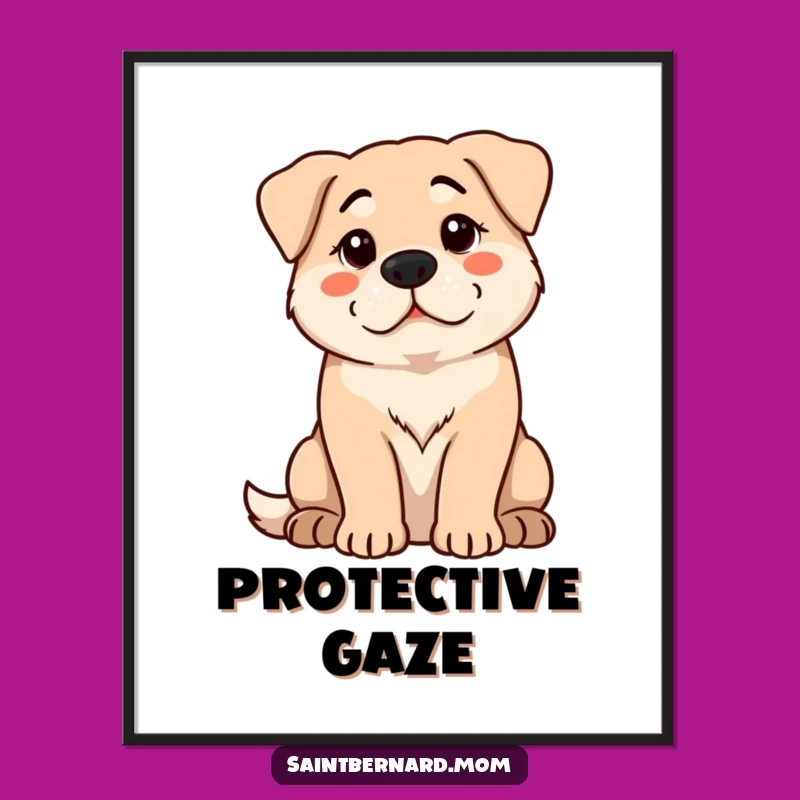 Funny Protective Dog Digital Art: Calm Watchful Print for Loyal Homes