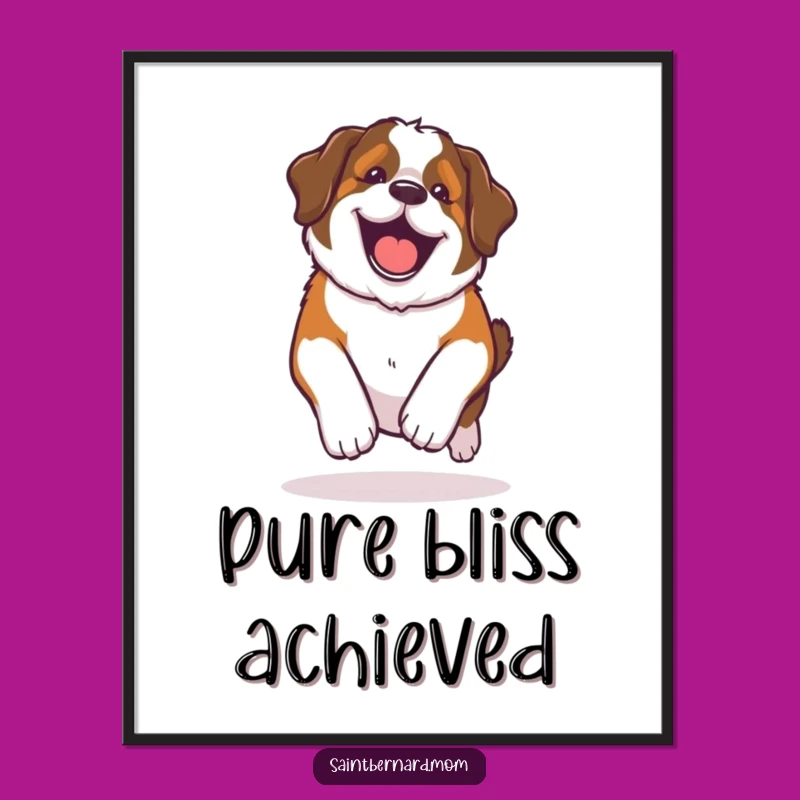 Funny Kawaii Saint Bernard Digital Art: Happy Roll Glee for Instant Joy