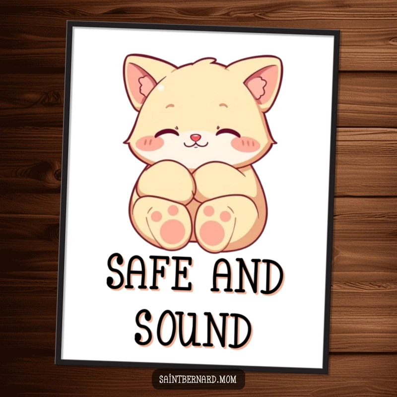 Funny digital art print of large, soft paws curled protectively, symbolizing comfort, security, and a gentle, caring presence.