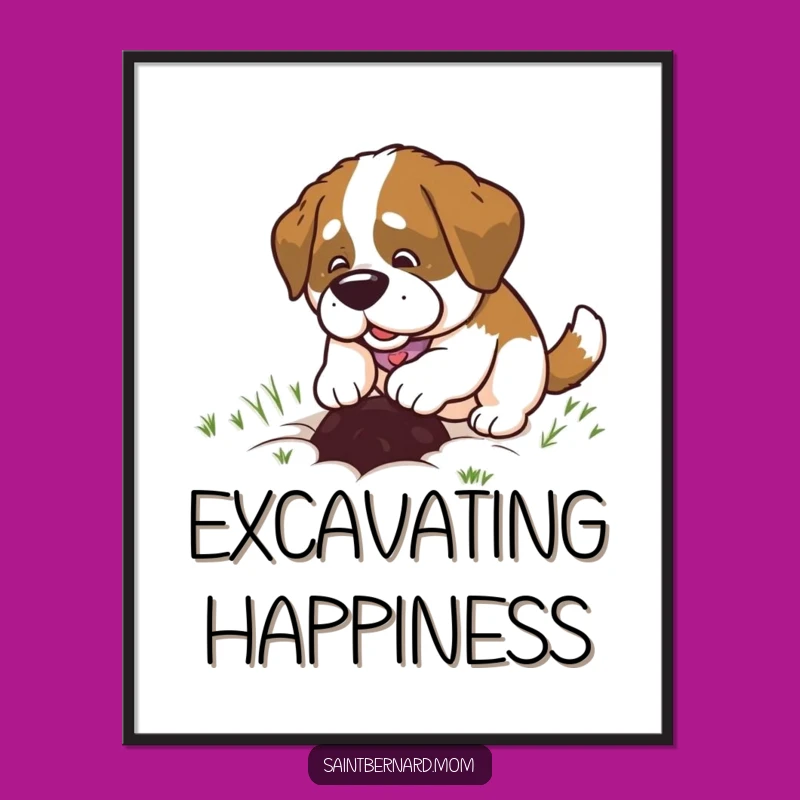 Saint Bernard Lady Digital Art: Happy Digging, Instant Canine Fun Download