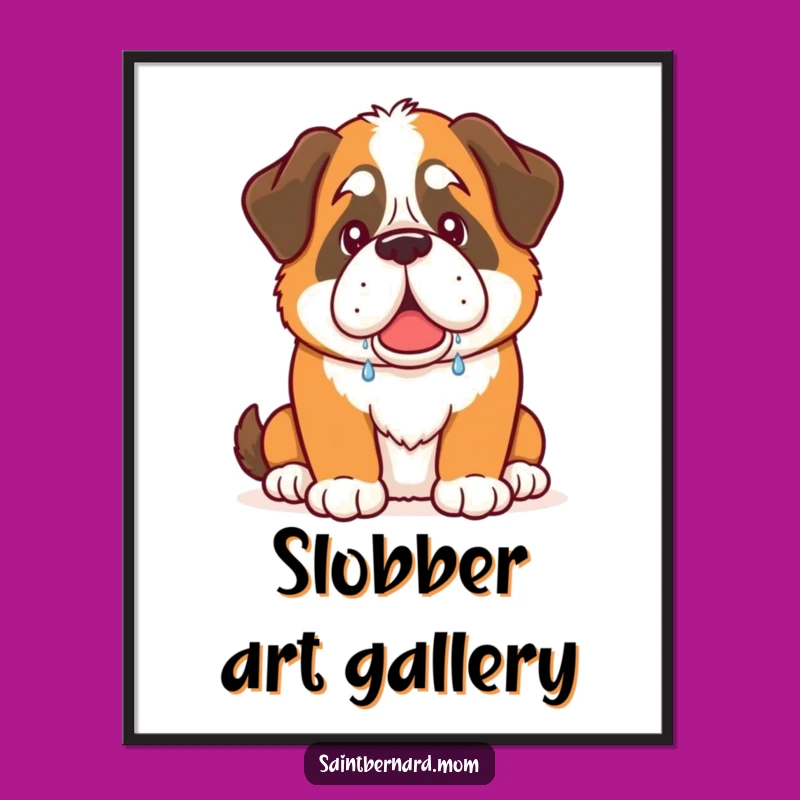 Funny Saint Bernard Drool Digital Art: Instant Humorous Wall Decor for Dog Lovers!