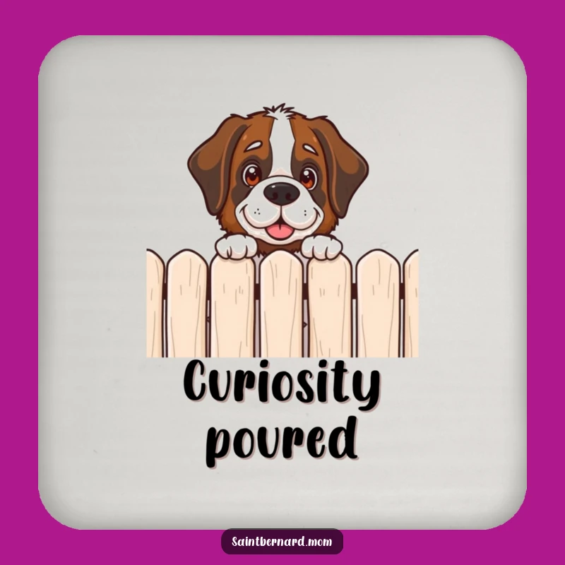Funny Saint Bernard Peek Coaster - Protect Surfaces with Gentle Charm!