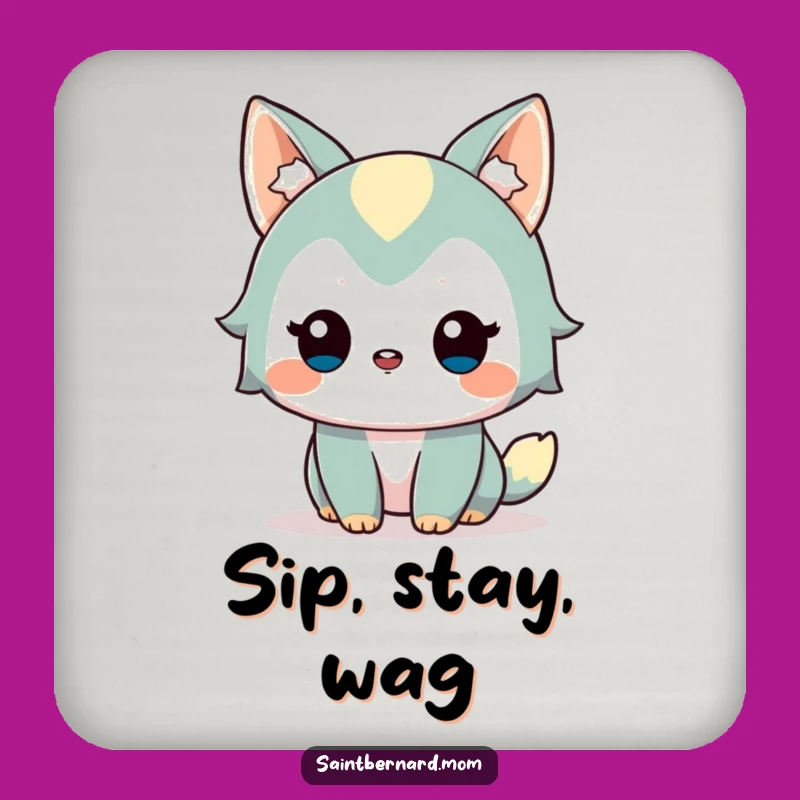 Funny Drink Coaster Set: Alert Wagging Dog, Perfect Bar Accessory Gift