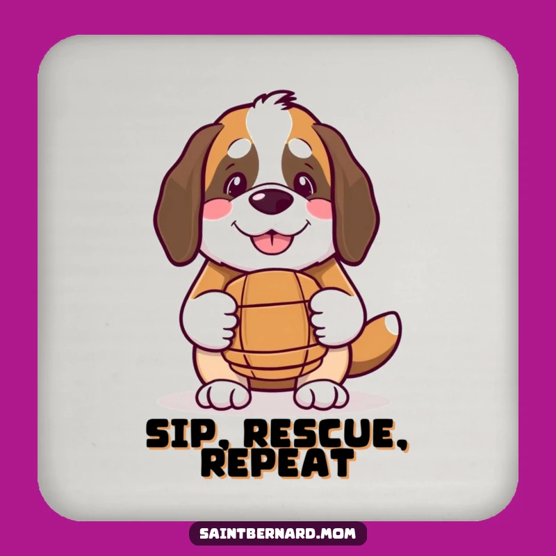 Funny Kawaii Saint Bernard Coaster: Benevolent Smile Protection for Your Table