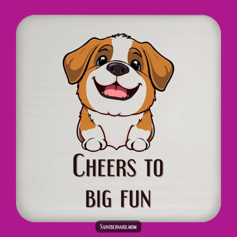 Funny Kawaii Saint Bernard Dog Coaster: Hearty Bark Drink Gift!