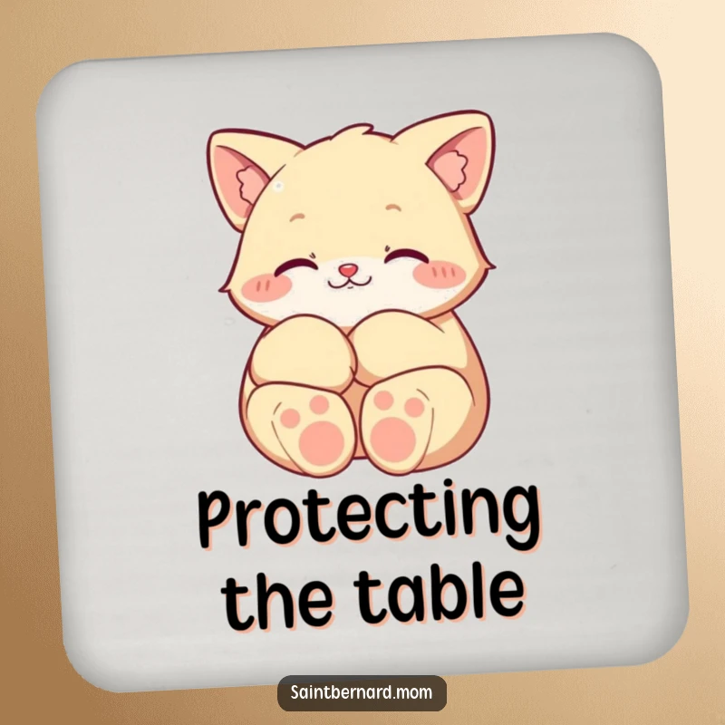 Funny drink coaster featuring large paws curled protectively, symbolizing comfort and care while safeguarding your surfaces.