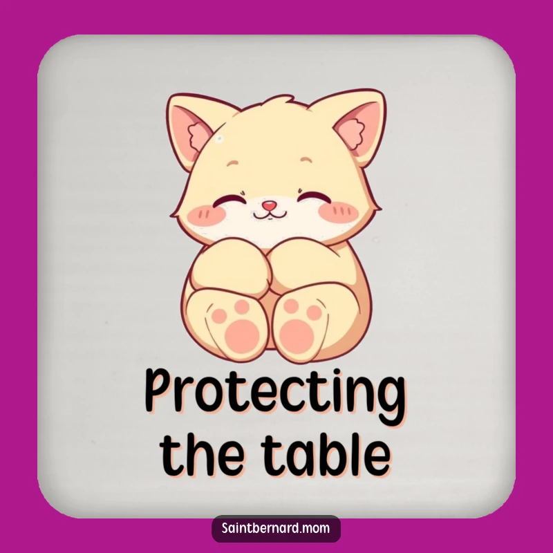 Funny Protective Paws Character Drink Coaster: Protect Surface Guardian, Unique Funny Gift
