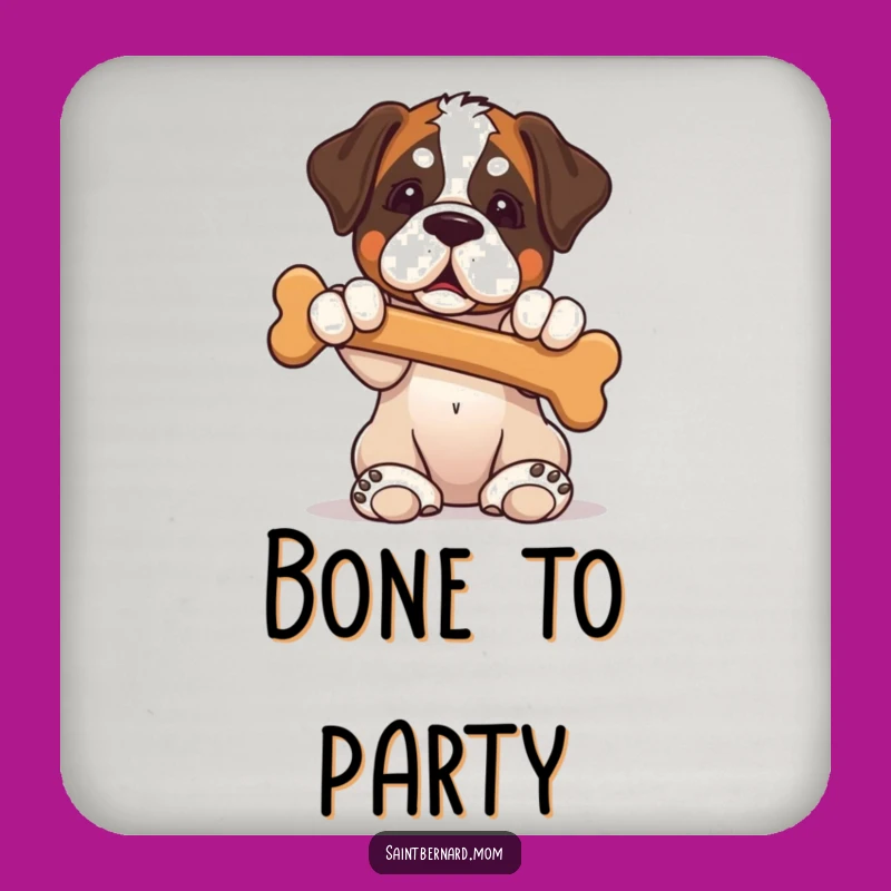 Funny Saint Bernard Puppy Bone Offering Coaster - Cute Dog Gift