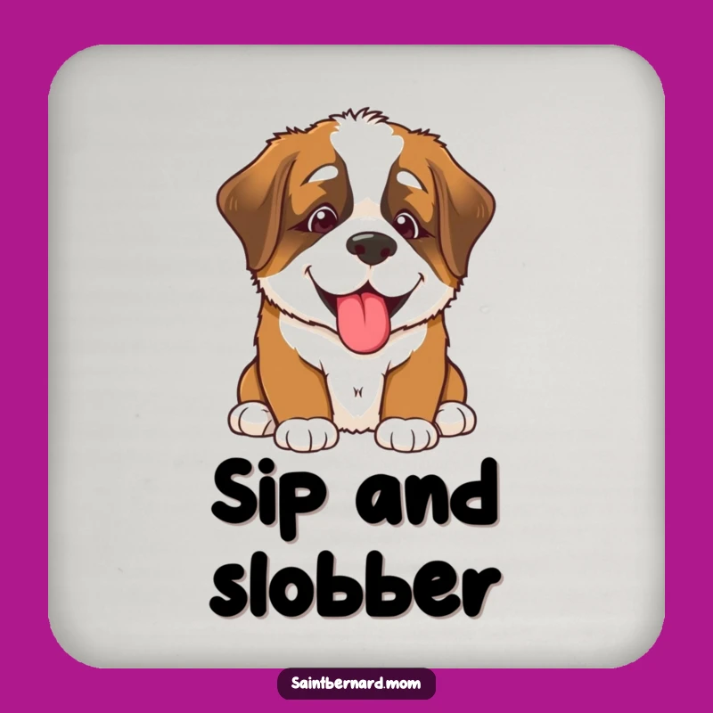 Funny Saint Bernard Puppy Lick Coaster - Happy Dog Drink Protector