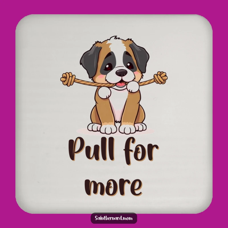 Funny Saint Bernard Puppy Rope Tug Coaster - Playful Dog Drink Protector
