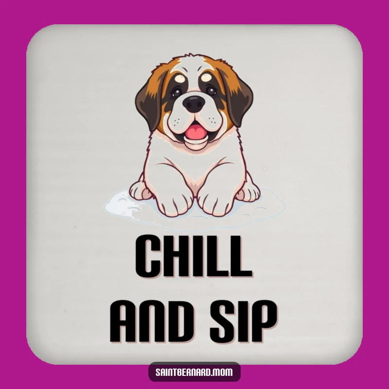 Funny Saint Bernard Snow Paws Coaster: Protect Surfaces with Winter Dog Charm!