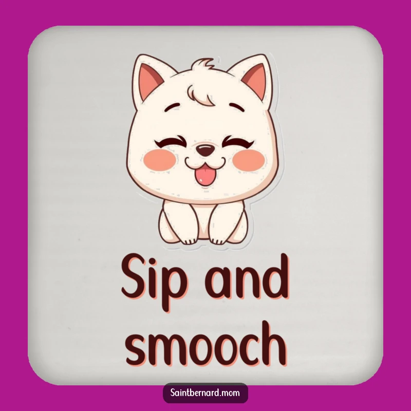 Funny Slobbery Kiss Character Drink Coaster: Protect Surface Grin, Unique Funny Gift