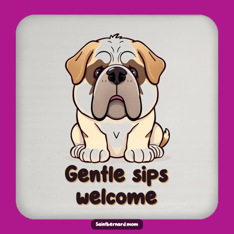Funny Gentle Giant Saint Bernard Coaster: Protect Surfaces with Dog Hugs!