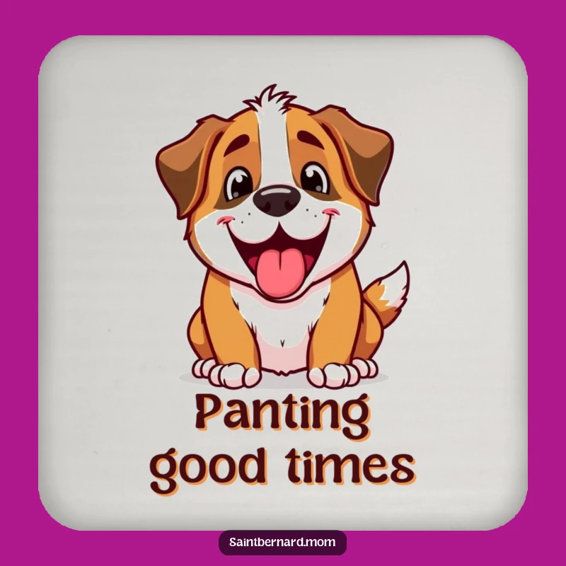 Funny Excited Saint Bernard Panting Coaster - Protect Surfaces with Fun!
