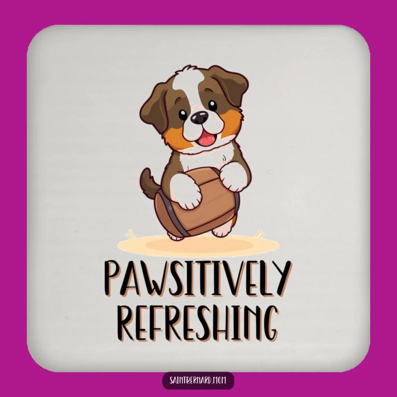 Funny Saint Bernard Puppy Coaster - Kawaii Dog Barrel Drink Protector