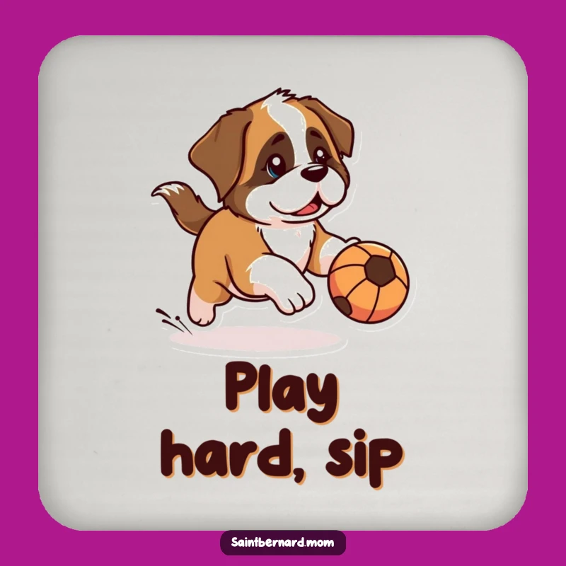 Funny Kawaii Saint Bernard Coaster: Protection with Determined Focus