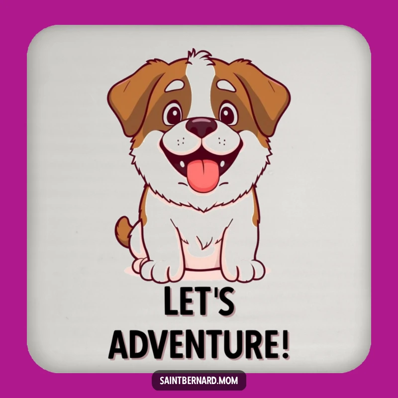 Set of Funny Saint Bernard Adventure Coasters: Happy Dog Protects Your Surfaces