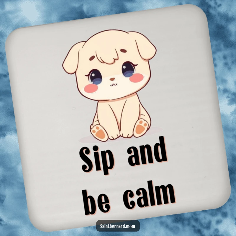 Funny drink coaster featuring a character sitting patiently with a sweet, calm demeanor, adding a serene and peaceful touch.