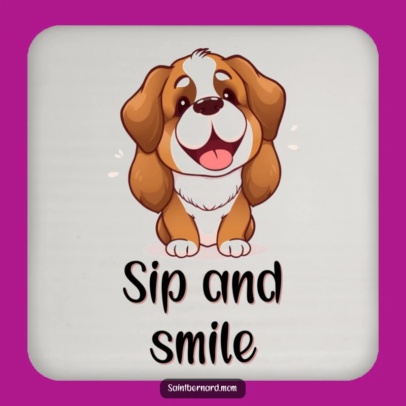 Funny Saint Bernard Lady Coaster: Cheerful Barking Dog Protection, Perfect Gift