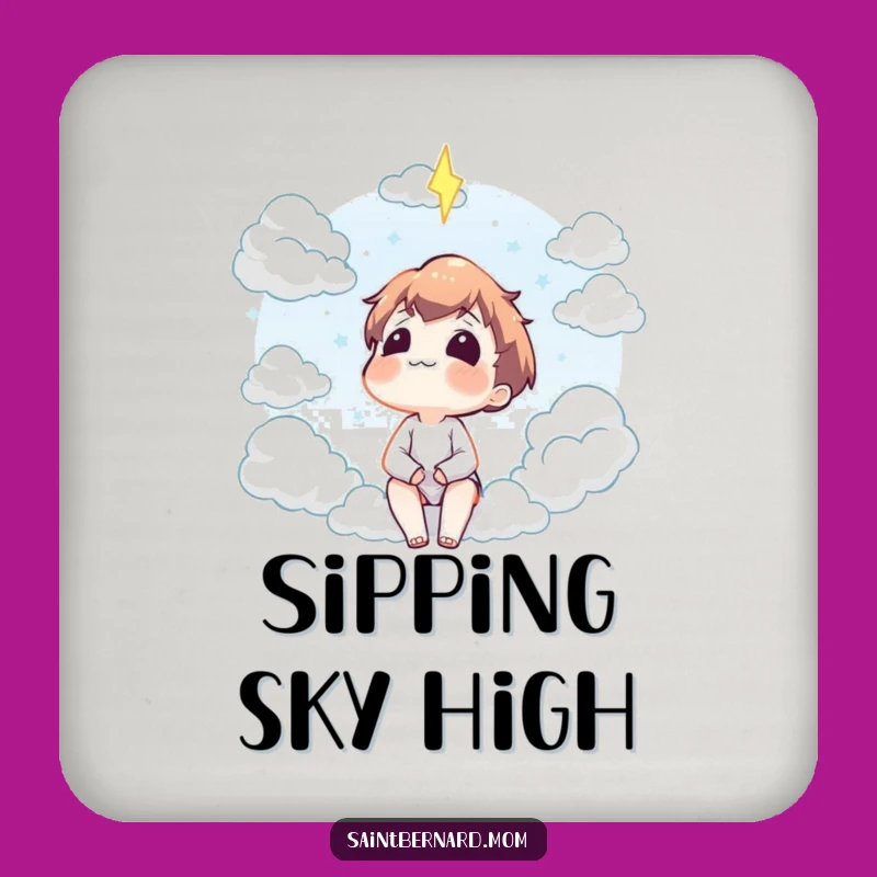 Funny Contented Cloud Gazing Character Drink Coaster: Protect Surface Dreamer, Unique Funny Gift