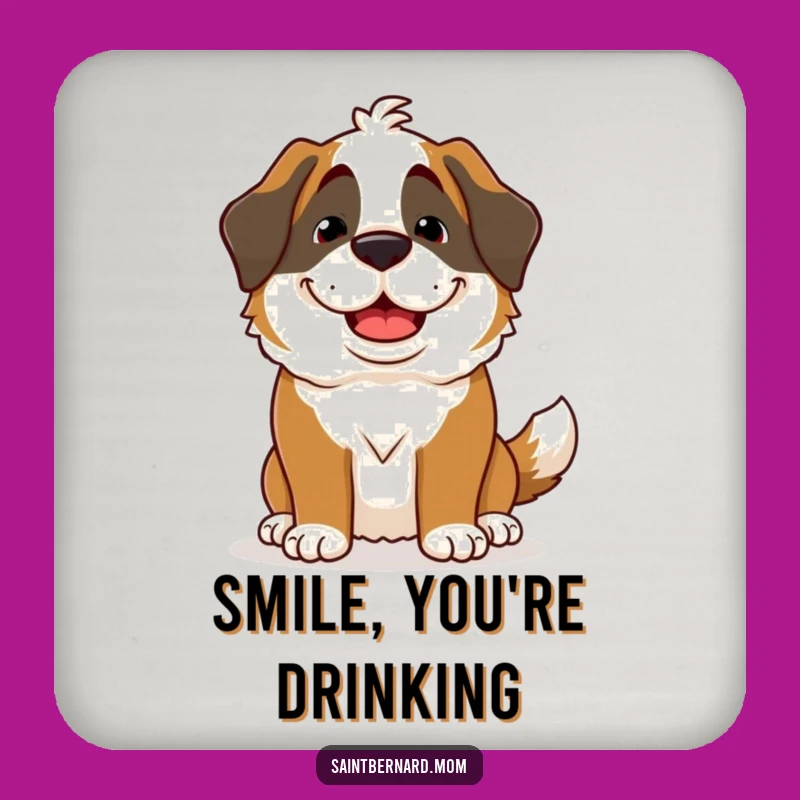 Funny Saint Bernard Lady Coaster: Goofy Grin Protection, Charming Table Gift