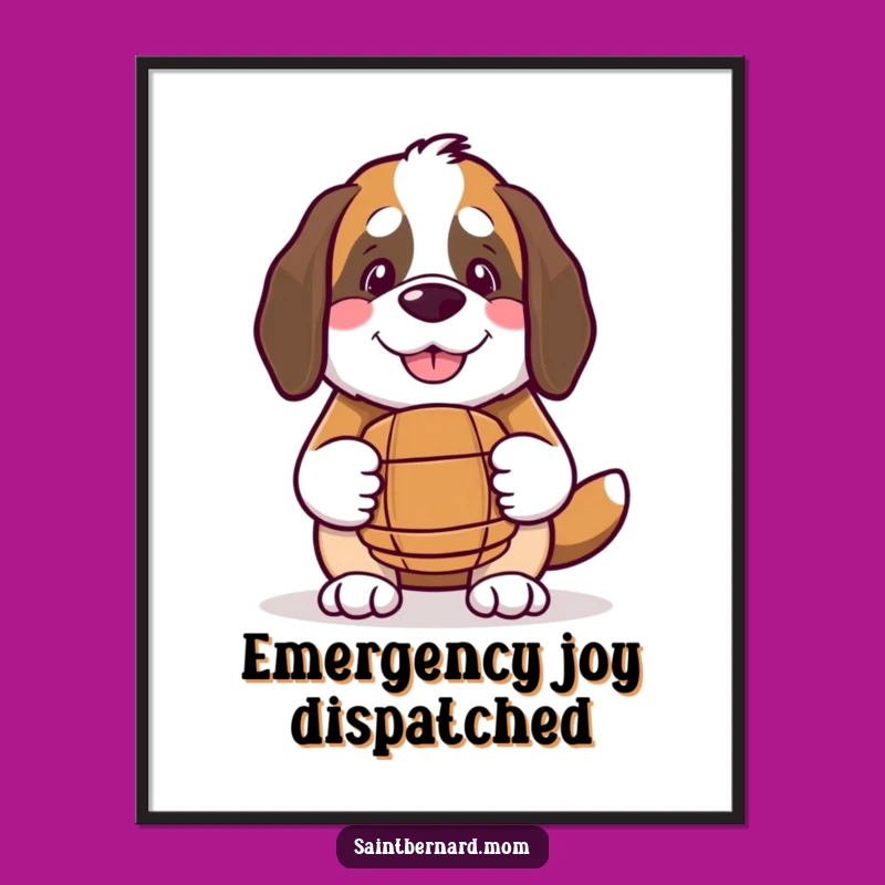 Funny Kawaii Saint Bernard Poster: Benevolent Smile Art for a Cheerful Home