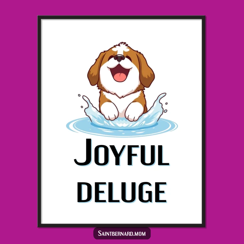 Funny Saint Bernard Poster: Joyful Saint Bernard Splash Art - Charming Funny Gift for Decor!