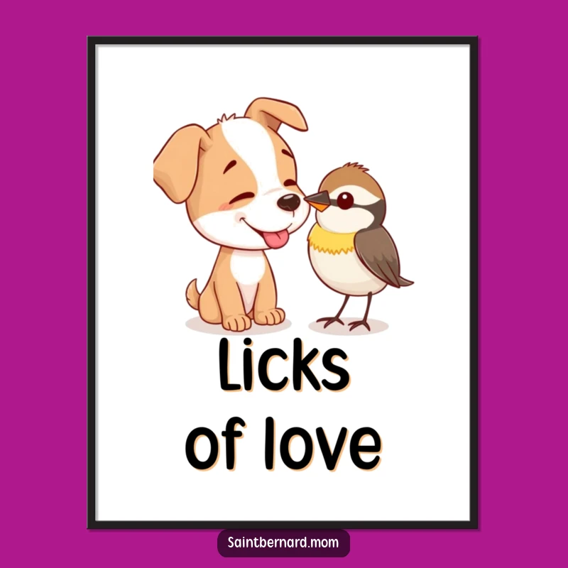 Funny Gentle Dog Lick Poster: Sweet Animal Art for Your Walls