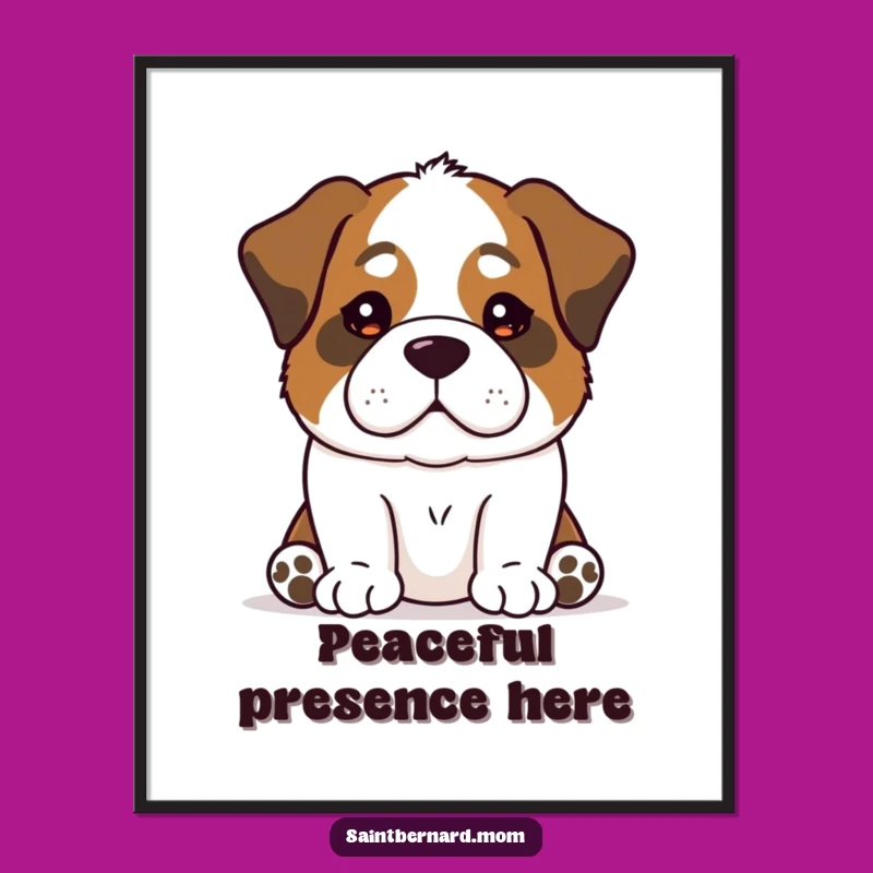 Funny Calm Saint Bernard Poster: Peaceful Art for Dog Lovers' Walls!