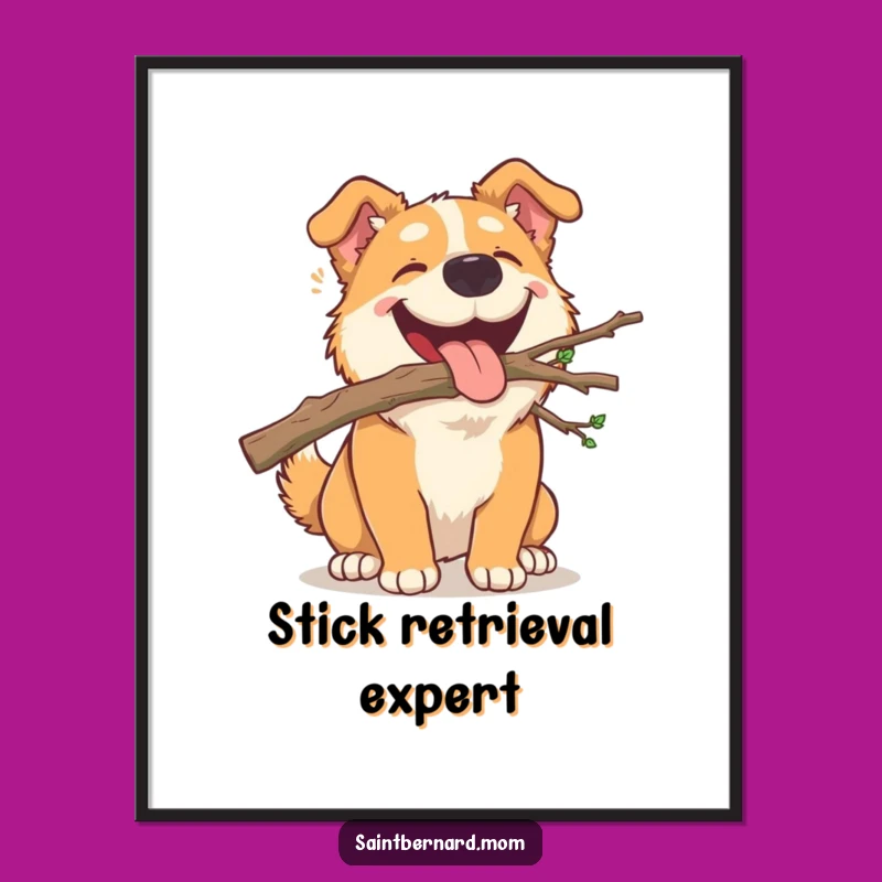 Funny Dog Branch Poster: Joyful Carry Art for Dog Lovers' Walls