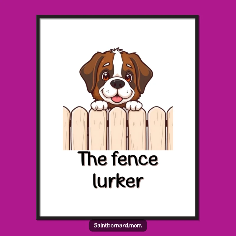 Funny Saint Bernard Peek Poster - Adorable Wall Art for Big Dog Fans!