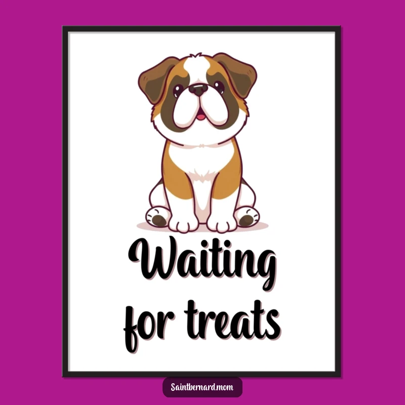 Funny Kawaii Saint Bernard Poster: Attentive Art for Your Walls