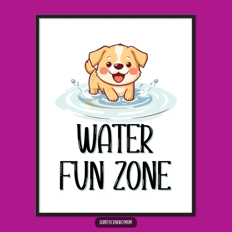 Funny Splashing Dog Poster: Refreshing Wall Art, Ideal Humorous Gift for Water Dogs