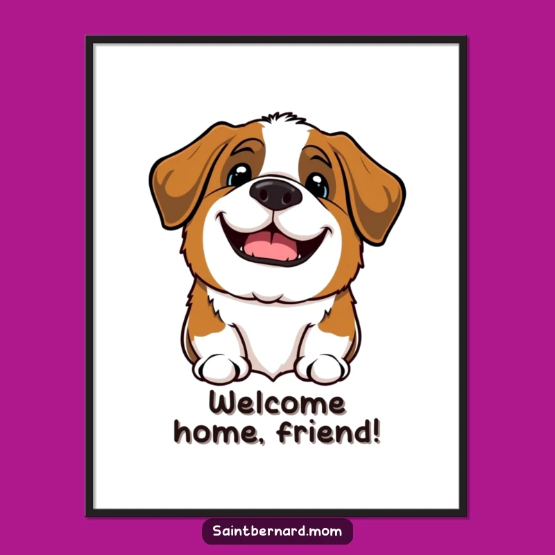 Funny Kawaii Saint Bernard Dog Poster: Hearty Bark Art Gift!