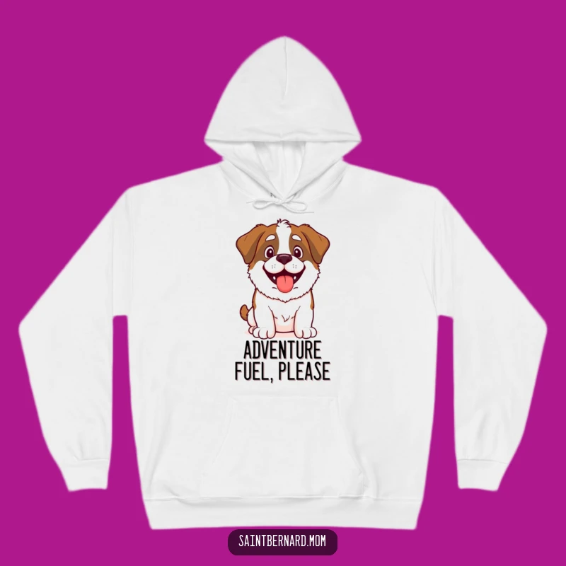 Cozy Funny Saint Bernard Adventure Hoodie: Happy Dog Ready for Anything - Warm Gift
