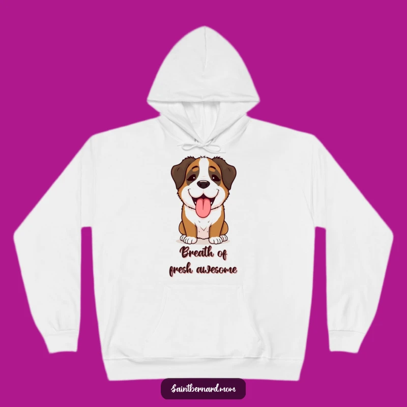 Warm Funny Saint Bernard Lady Hoodie: Joyful Panting, Cozy & Humorous Gift