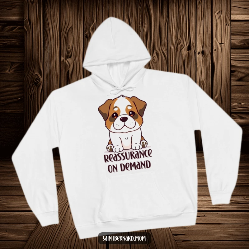 Funny Saint Bernard dog hoodie with a calm, reassuring presence, offering warm and humorous comfort.