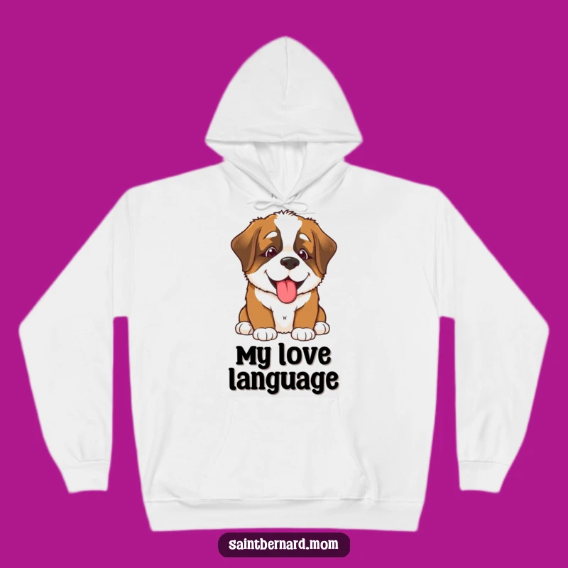 Cozy Funny Saint Bernard Puppy Lick Hoodie - Warm Happy Dog Gift
