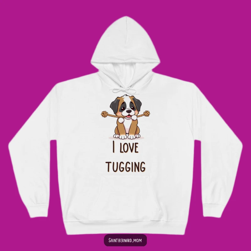 Cozy Funny Saint Bernard Puppy Rope Tug Hoodie - Warm Playful Dog Gift