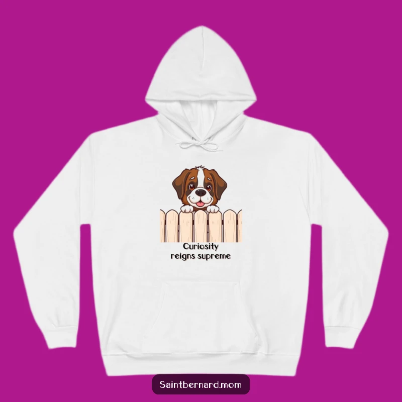 Cozy Funny Saint Bernard Peek Hoodie - Warm Hugs from a Gentle Giant!