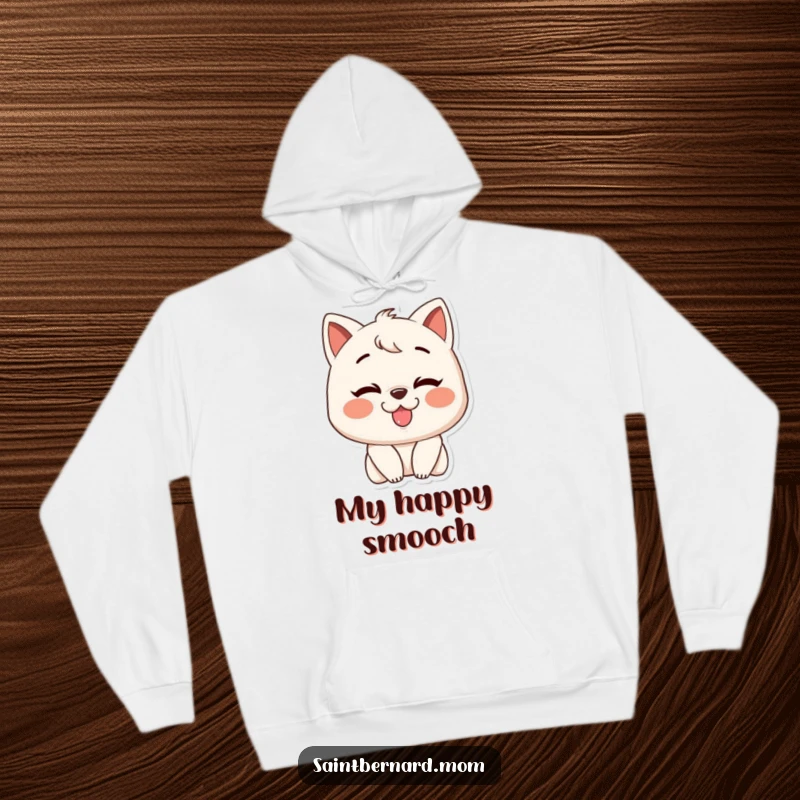 Funny hoodie with a character sporting a massive grin, ready to deliver a big, slobbery kiss, symbolizing pure, unadulterated affection.