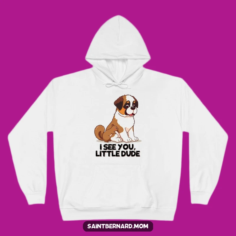 Funny Kawaii Saint Bernard Dog Hoodie: Patient Squirrel Watcher Gift!