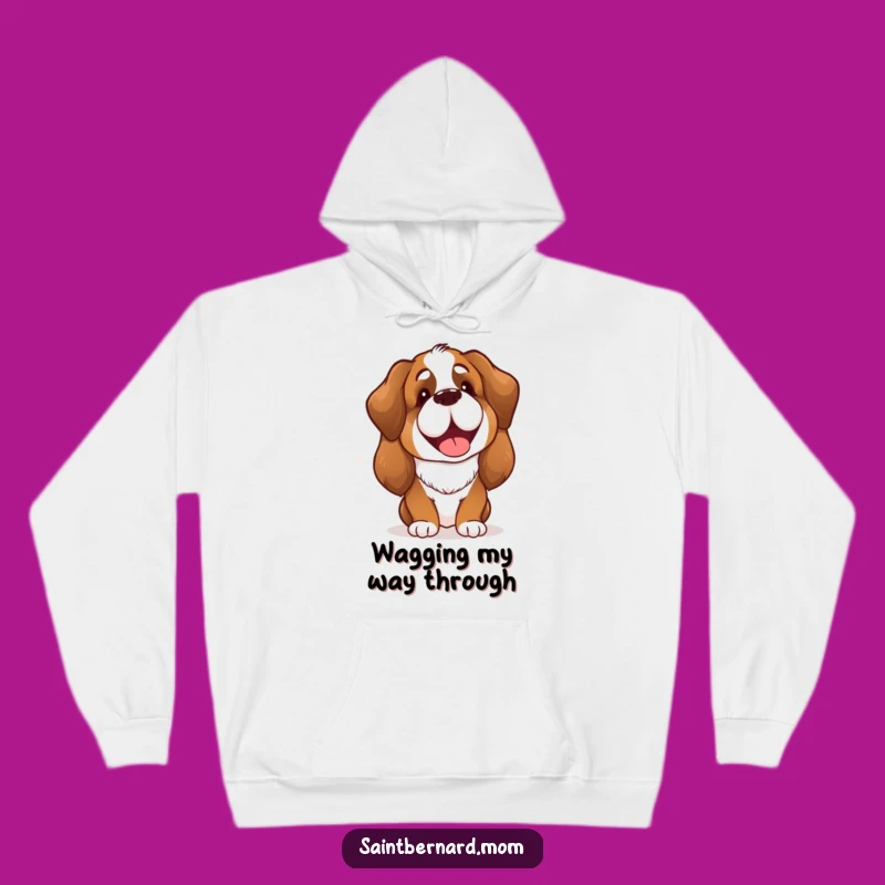 Funny Saint Bernard Lady Hoodie: Cozy Cheerful Dog Barking, Perfect Happy Gift