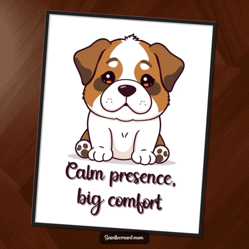 Free Printable Wall Art: A peaceful Saint Bernard dog exuding a calm and reassuring presence, perfect for a serene environment.