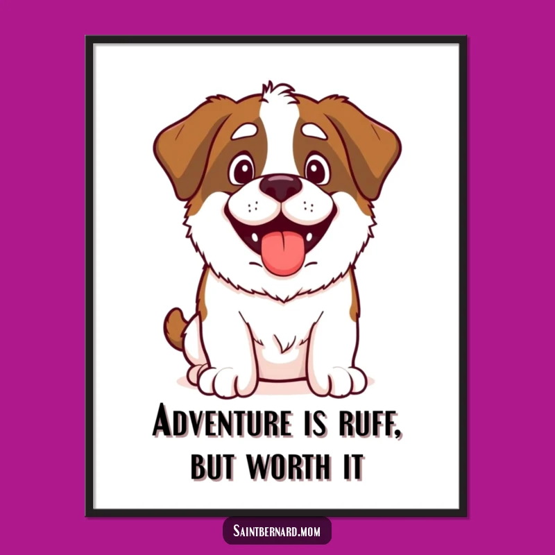 Free Printable Wall Art: Adventurous Saint Bernard Dog, Funny Downloadable Art for Home Decor Lovers